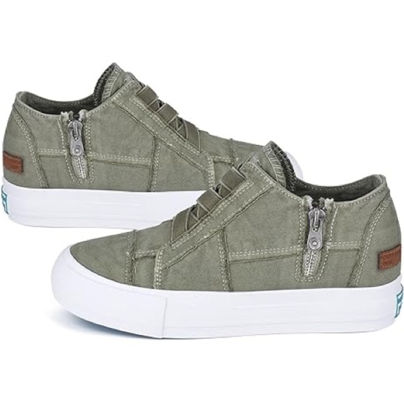 Blowfish Malibu Mamba Hidden Wedge Heel Sneakers Sage Green Gray zip closure - Picture 1 of 10